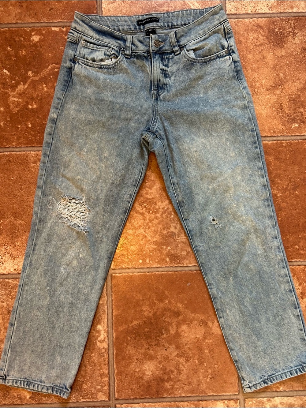 Sincerly Jules Light Blue Slim Straight Distressed Jeans